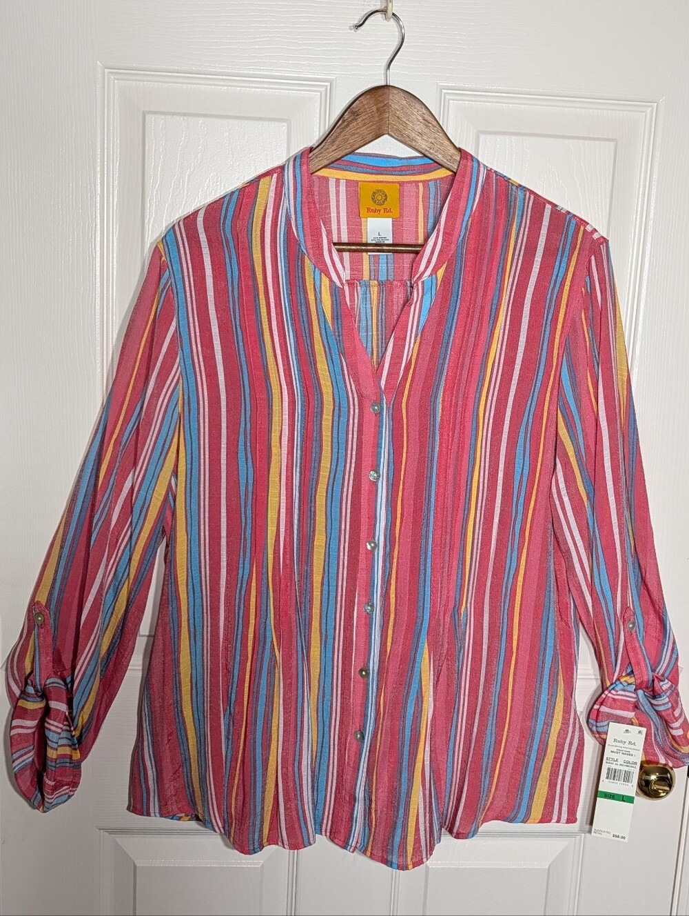 RUBY RD. Striped Button-Up Shirt